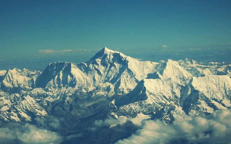 Aerial view of snow-capped mountains