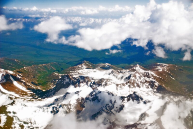 Aerial view of snow-capped mountains