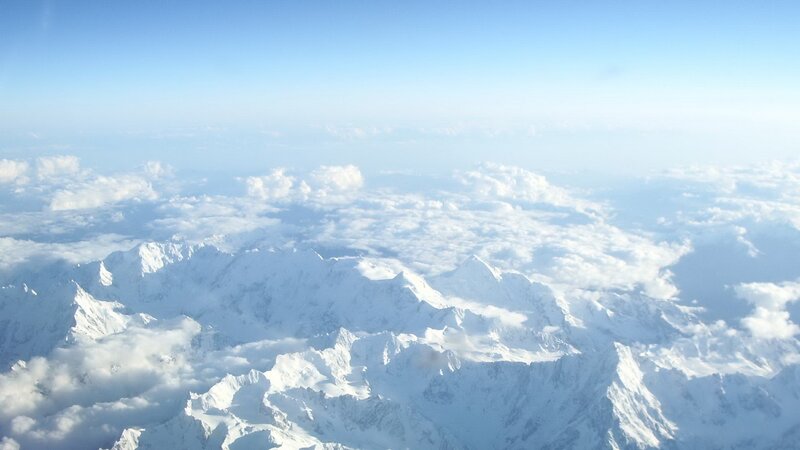 Aerial view of snow-capped mountains