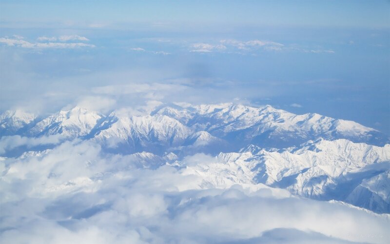 Aerial view of snow-capped mountains