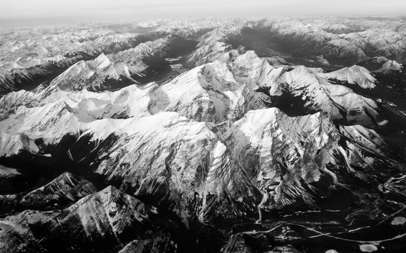 Aerial view of snow-capped mountains