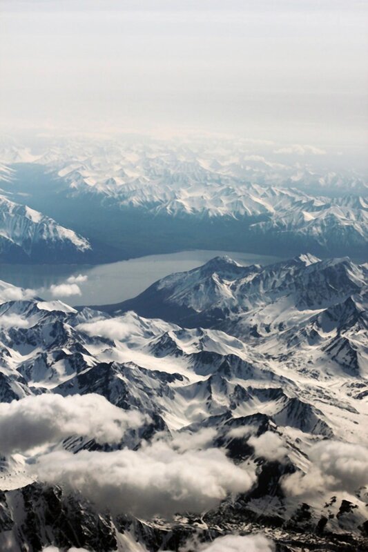 Aerial view of snow-capped mountains