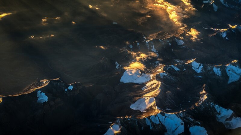 Aerial view of snow-capped mountains