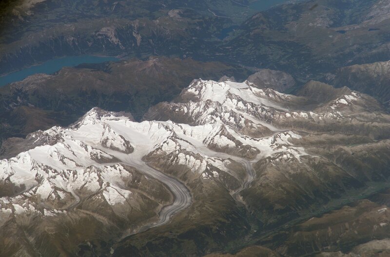 Aerial view of snow-capped mountains