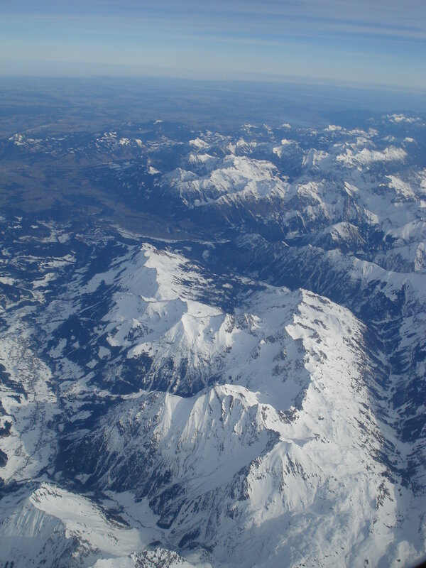 Aerial view of snow-capped mountains