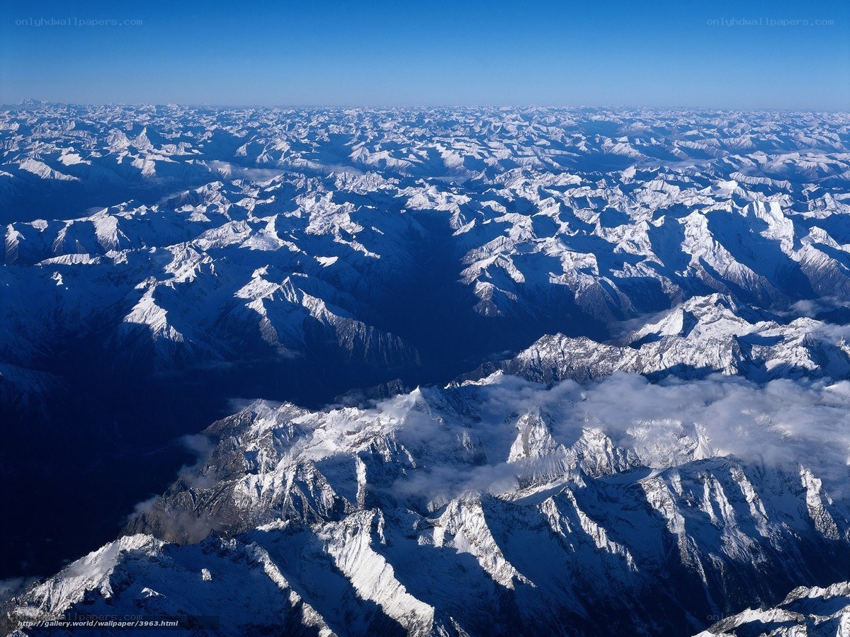 Aerial view of snow-capped mountains