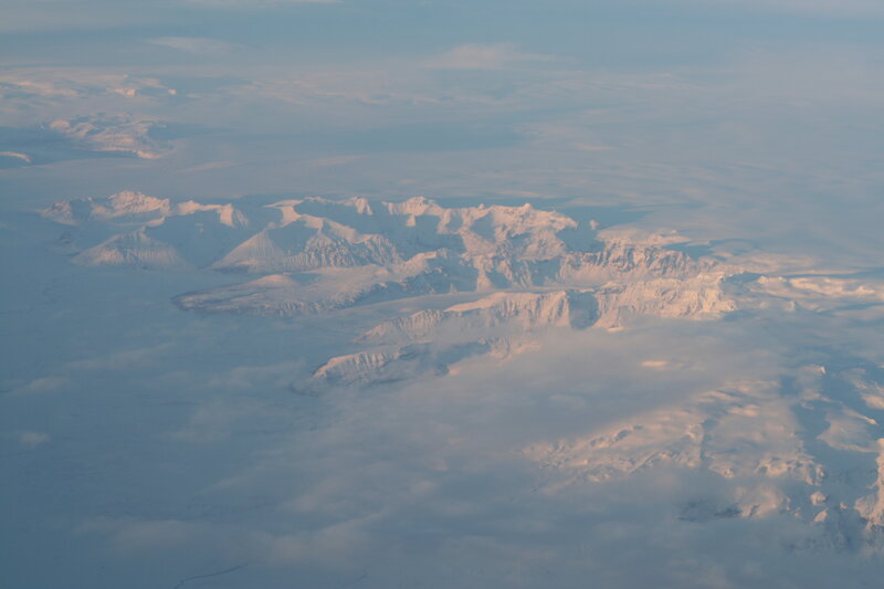Aerial view of snow-covered mountains