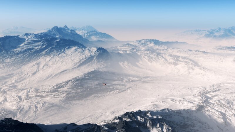 Aerial view of snowy mountains