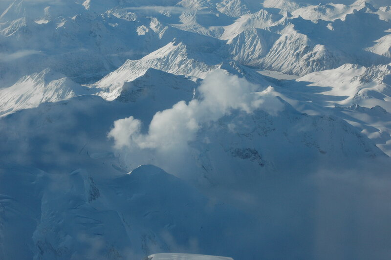 Aerial view of snowy mountains