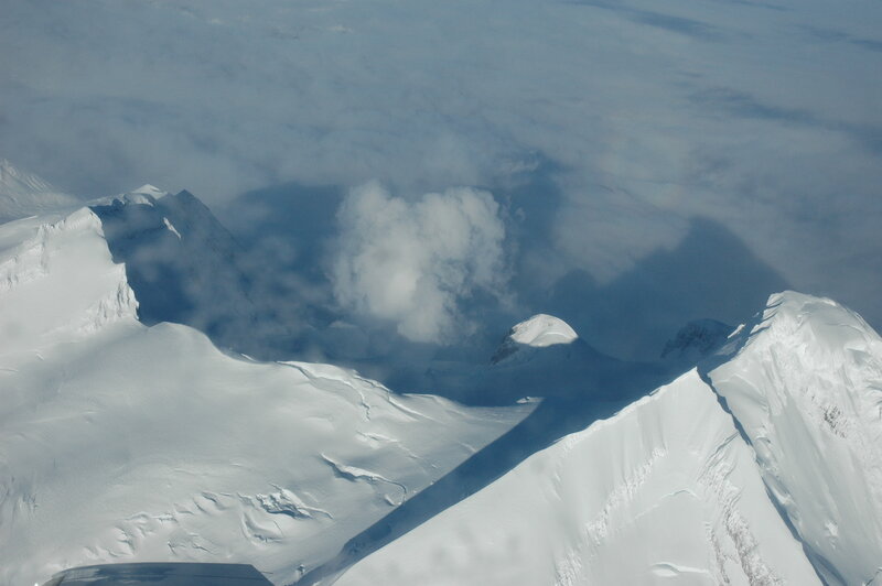 Aerial view of snowy mountains