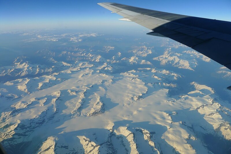 Aerial view of snowy mountains
