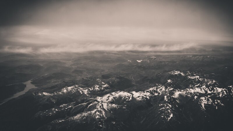 Aerial view of snowy mountains