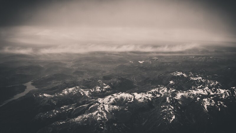Aerial view of snowy mountains