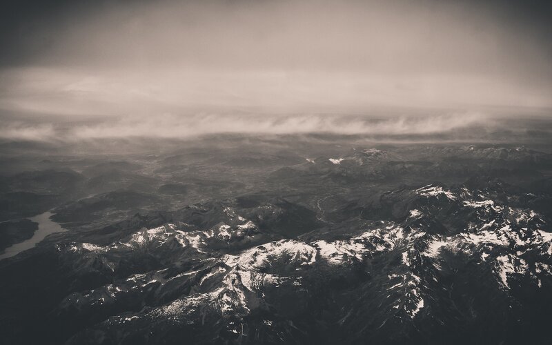 Aerial view of snowy mountains