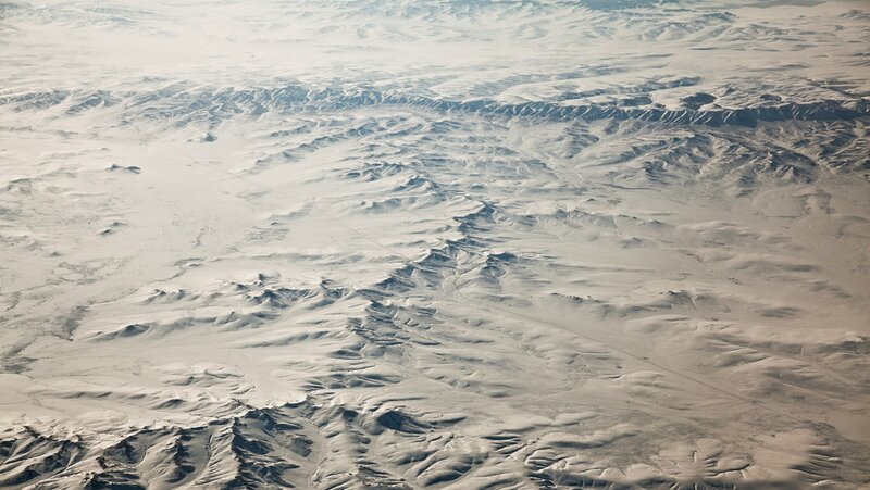 Aerial view of snowy mountains