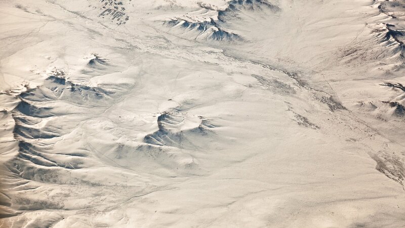 Aerial view of snowy mountains