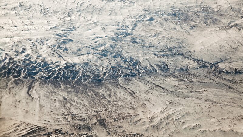 Aerial view of snowy mountains