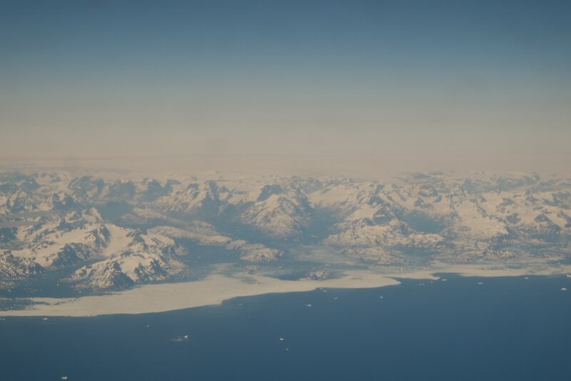 Aerial view of snowy mountains