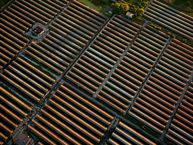 Aerial view of solar panels