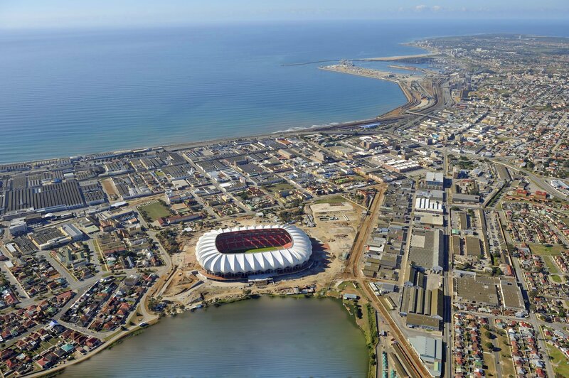 Aerial View of Stadium — Blue, Serene