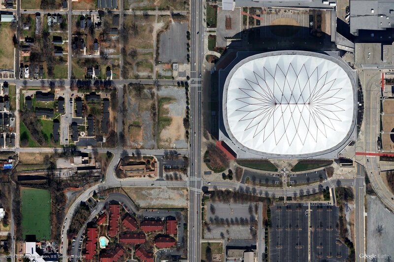 Aerial View of Stadium — White