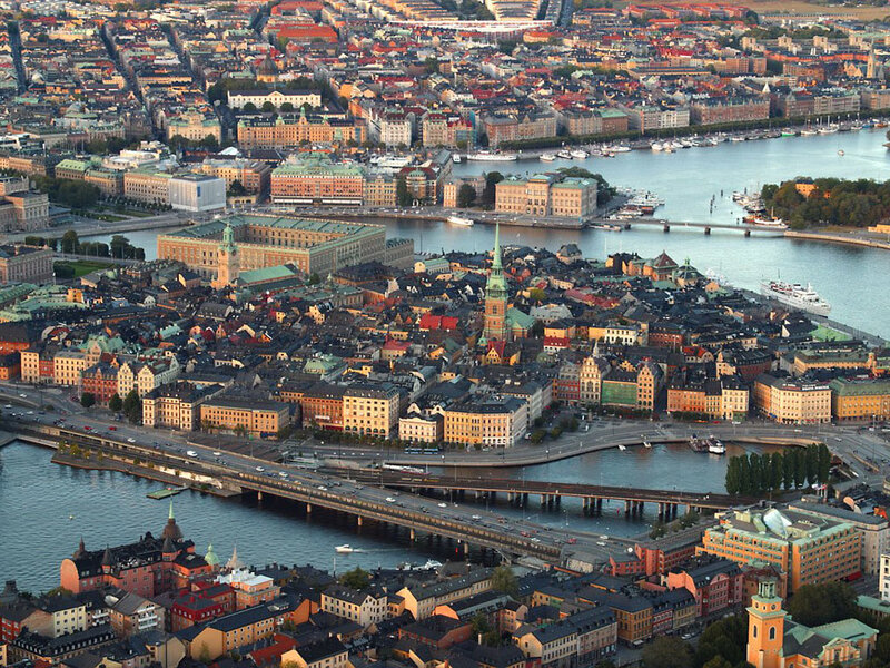 Aerial view of Stockholm city