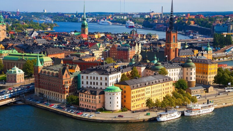 Aerial view of Stockholm city