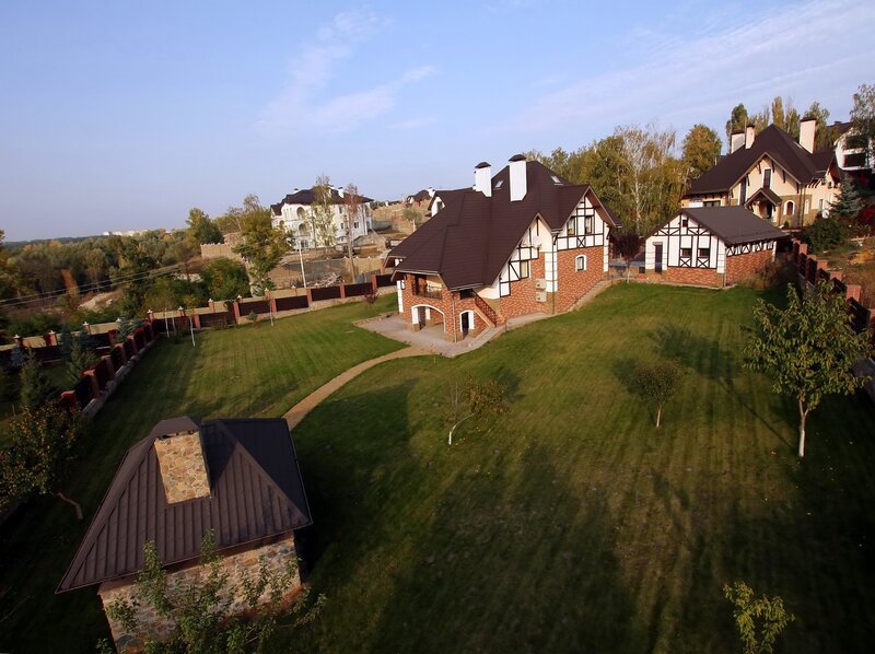 Aerial view of suburban houses