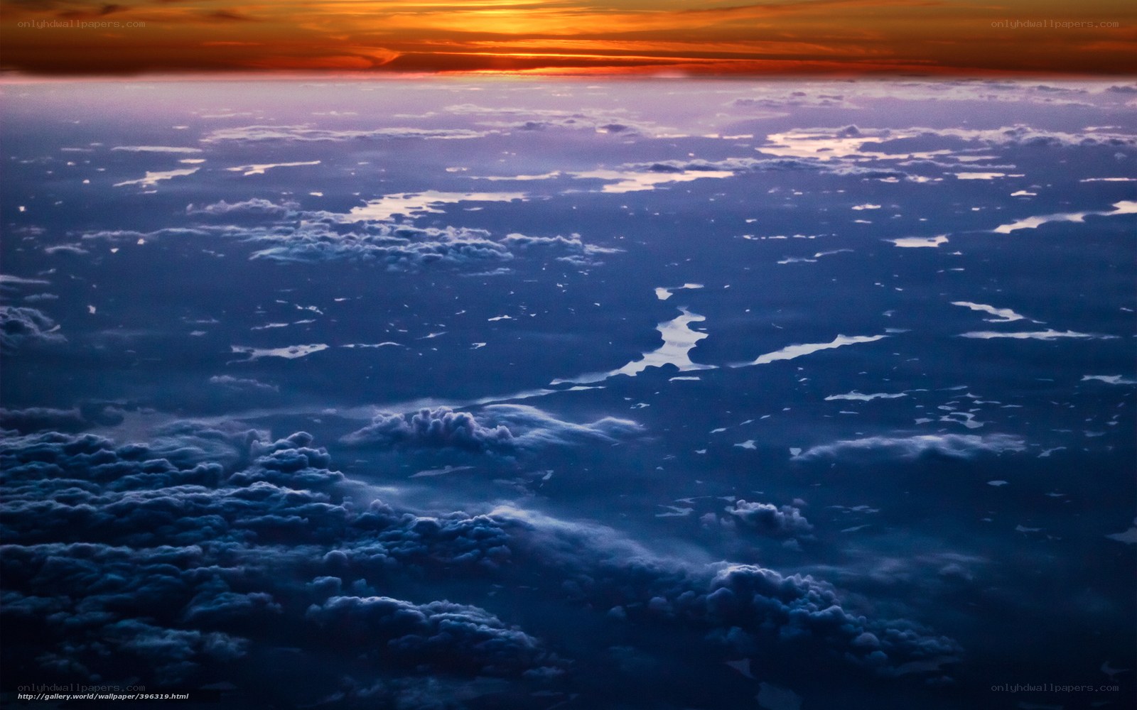 Aerial view of sunset clouds