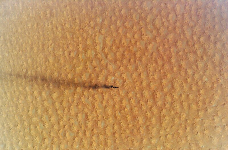 Aerial view of textured sand dunes