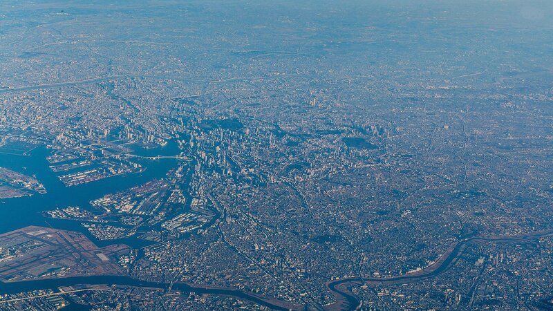 Aerial View of Tokyo — Blue, Distant