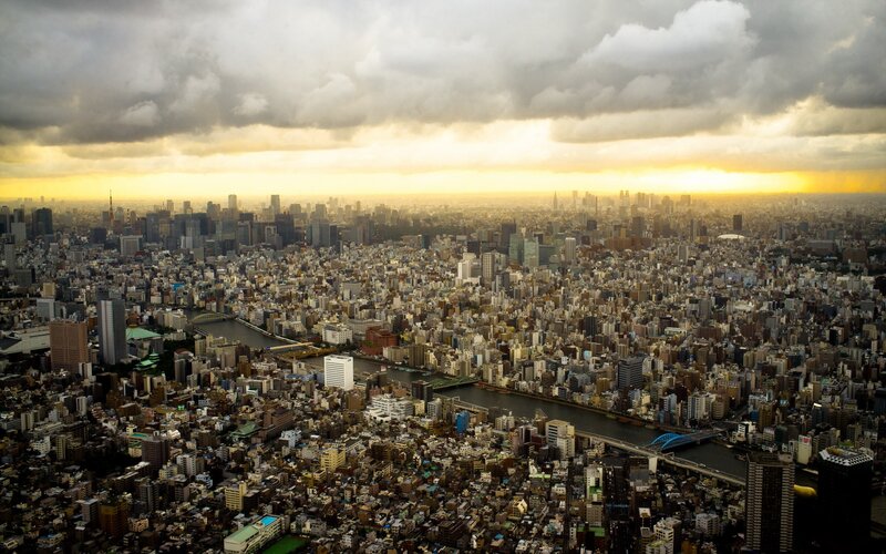Aerial View of Tokyo — Gray, Dramatic