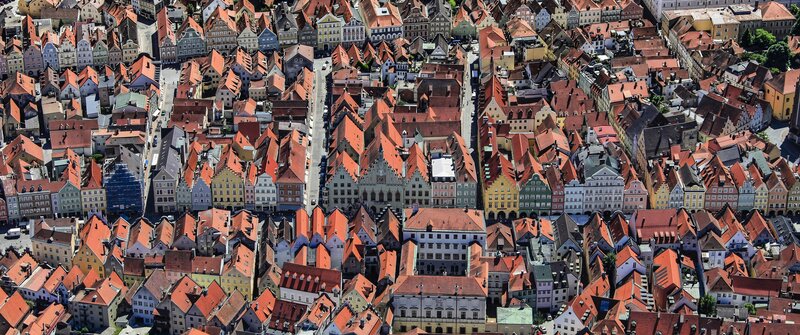 Aerial View of Town — Red