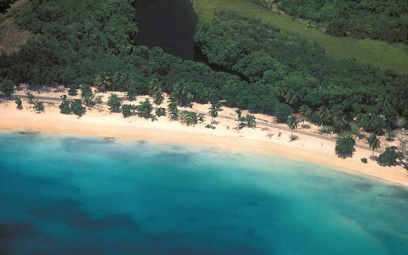 Aerial View of Tropical Beach — Blue