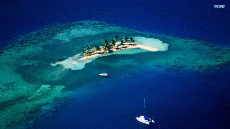 Aerial view of tropical island