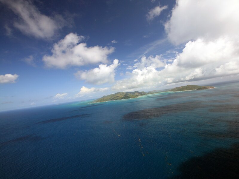 Aerial view of tropical island