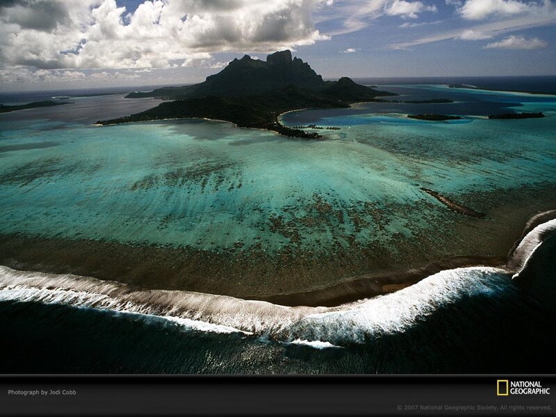 Aerial View of Tropical Island — Blue, Dramatic