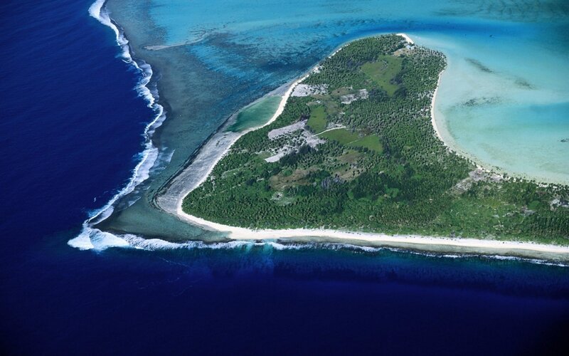 Aerial View of Tropical Island — Blue, Serene, Afternoon