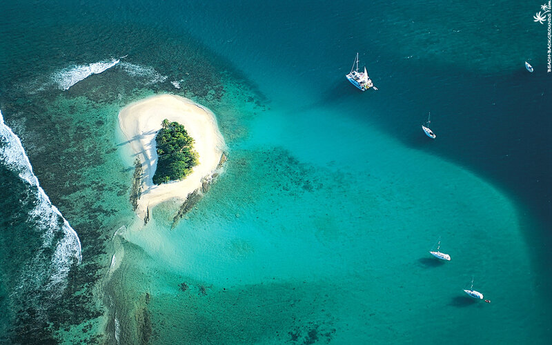 Aerial View of Tropical Island — Blue, Serene