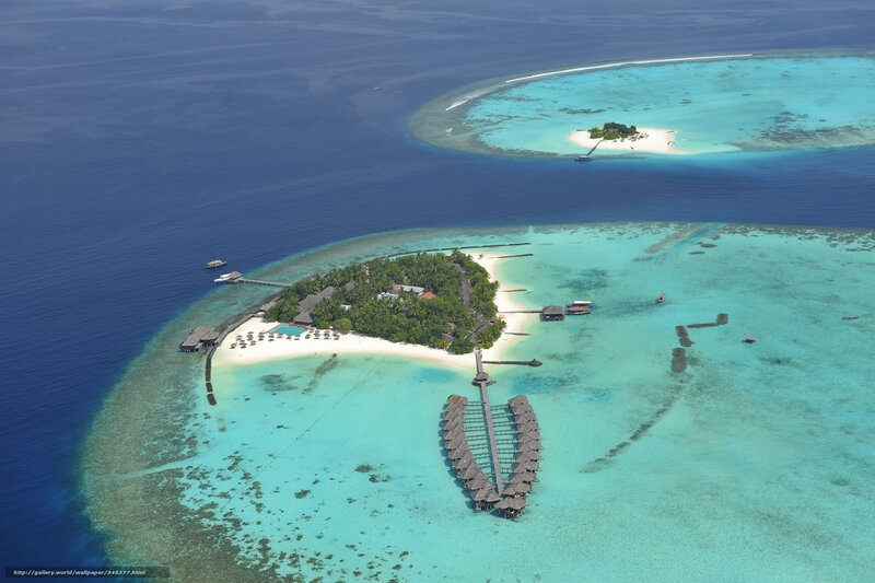 Aerial view of tropical island resort