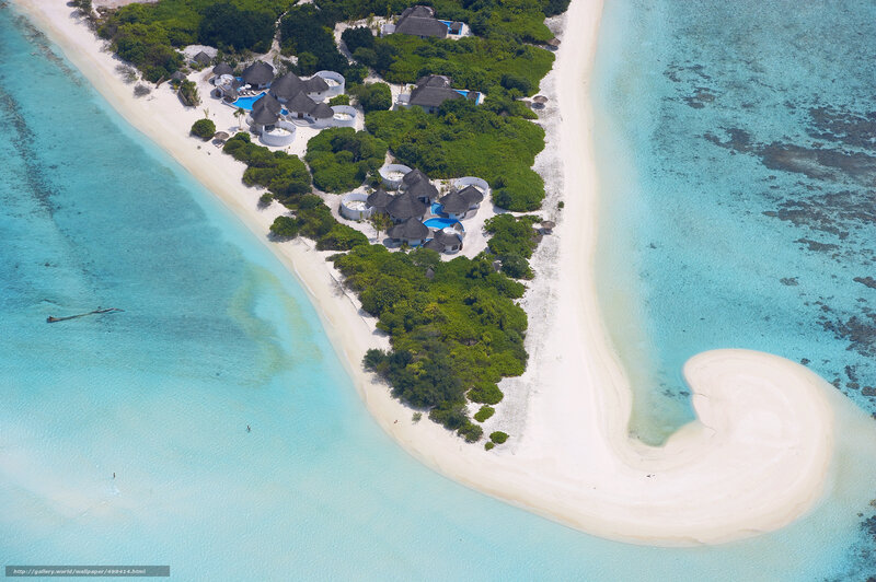 Aerial view of tropical island resort