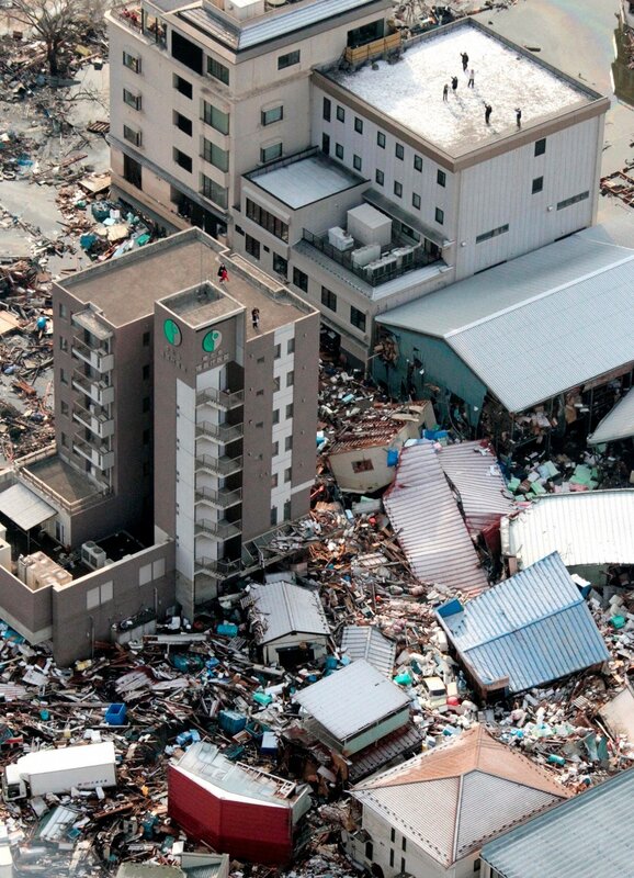 Aerial view of tsunami damage