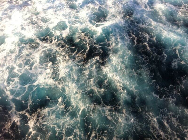 Aerial view of turbulent ocean