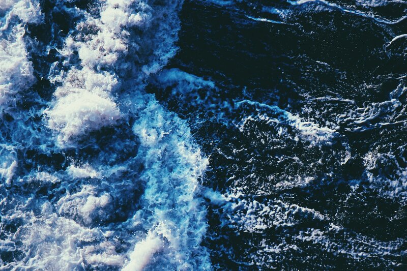 Aerial view of turbulent ocean waves