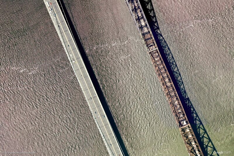 Aerial View of Two Bridges