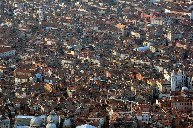 Aerial view of Venice rooftops