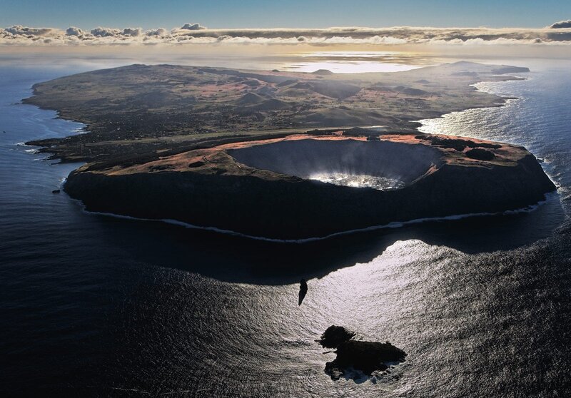 Aerial view of volcanic island