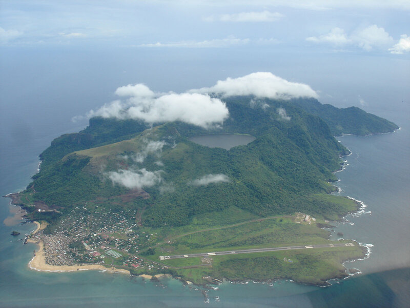 Aerial View of Volcanic Island — Green