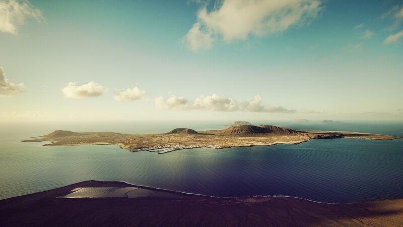Aerial view of volcanic islands