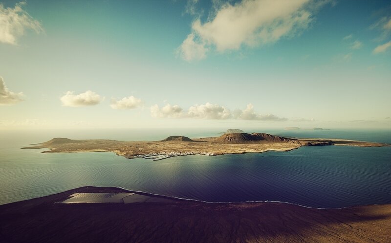 Aerial view of volcanic islands